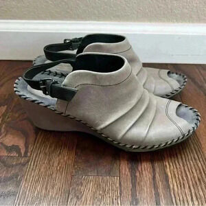 Bussola Baracoa Glove Wedge Sandals Capretto Vapor Black Women’s 40 US 9 Buckle